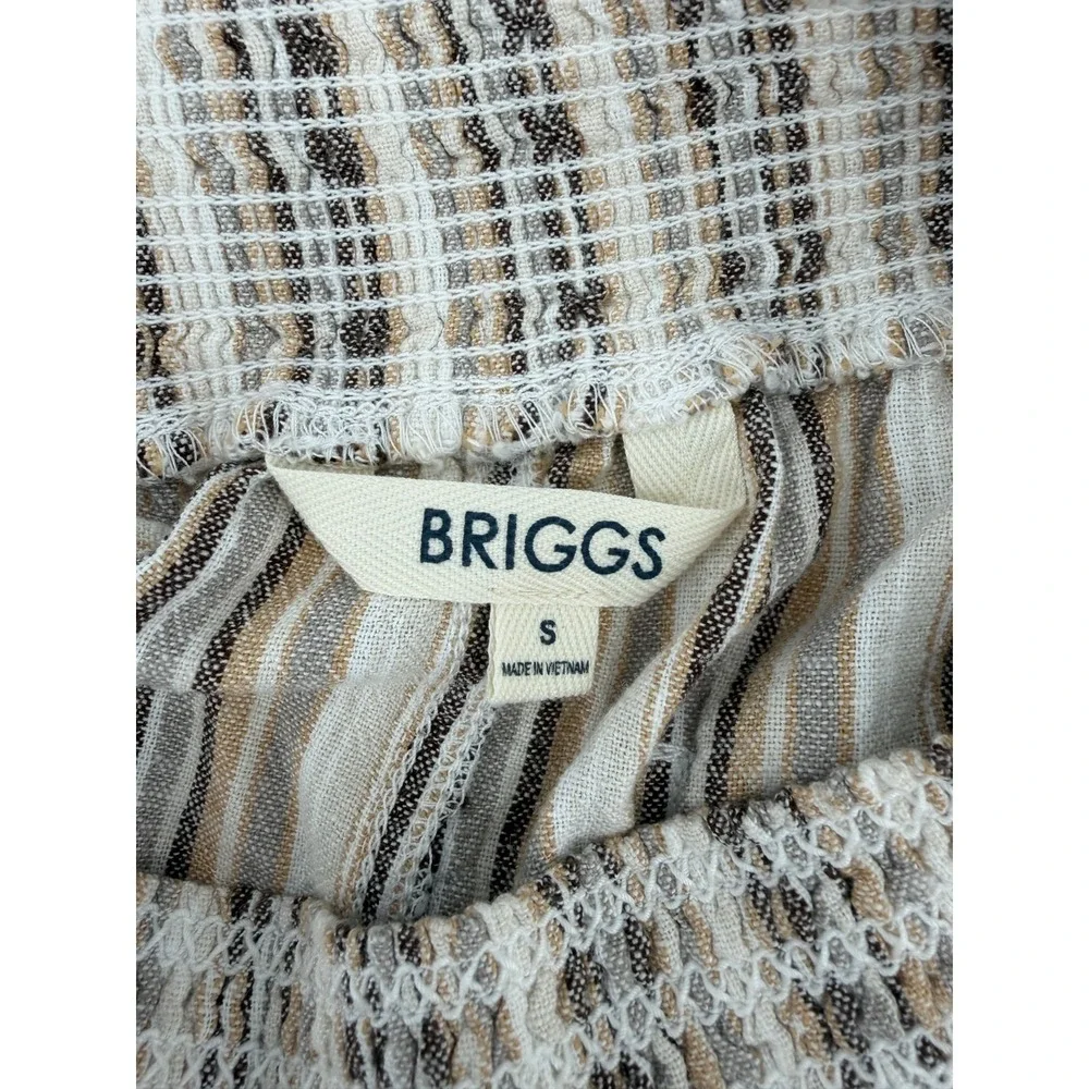Briggs Linen Shorts Brown Cream Striped Women S Ruched Waist Beach Resort Casual